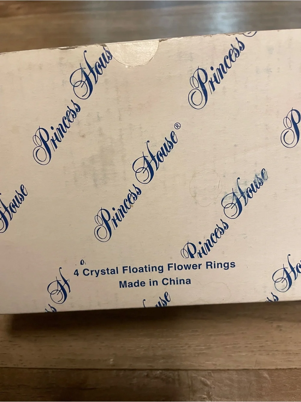 Vintage Princess House Clear Set of 4 Crystal Floating Flower Rings - New in Box